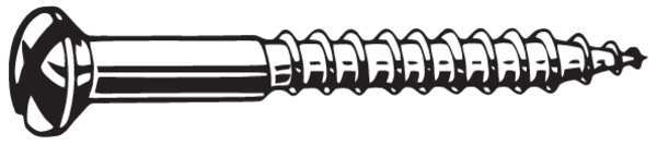 Wood Screw, #12, 1 in, Plain 18-8 Stainless Steel Oval Head Slotted Drive, 100 PK