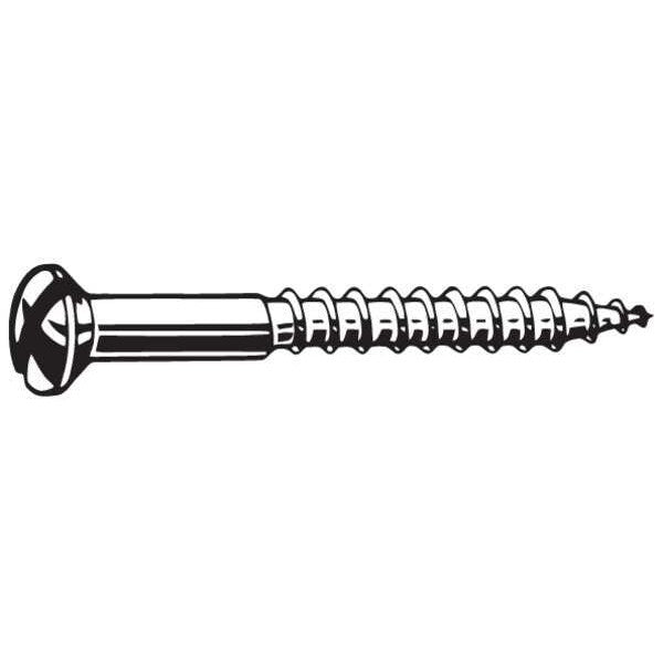 Wood Screw, #10, 1-1/4 in, Plain Brass Oval Head Slotted Drive, 100 PK