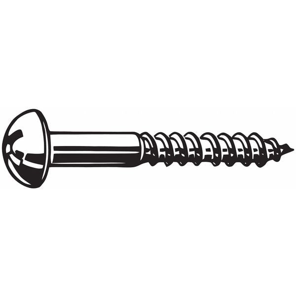 Wood Screw, #10, 1-1/4 in, Zinc Plated Steel Round Head Phillips Drive, 100 PK
