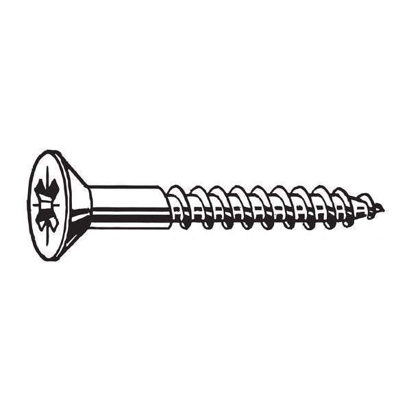 Wood Screw, #6, 5/8 in, Plain 18-8 Stainless Steel Flat Head Phillips Drive, 100 PK