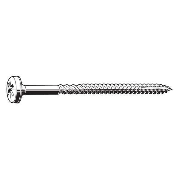 Wood Screw, #6, 1 in, Zinc Plated Steel Pan Head Phillips Drive, 200 PK