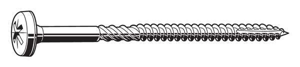 Wood Screw, #8, 1-1/4 in, Zinc Plated Steel Pan Head Phillips Drive, 200 PK