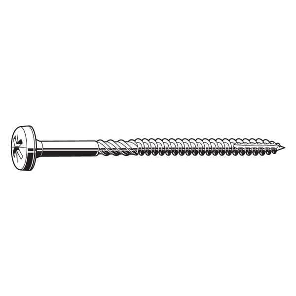 Wood Screw, #6, 1-1/2 in, Zinc Plated Steel Pan Head Phillips Drive, 200 PK