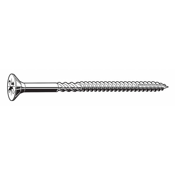 Wood Screw, #10, 1-1/4 in, Zinc Plated Steel Flat Head Phillips Drive, 200 PK