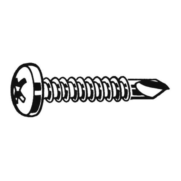 Self-Drilling Screw, #8 x 1-1/2 in, Plain 410 Stainless Steel Pan Head Phillips Drive, 100 PK