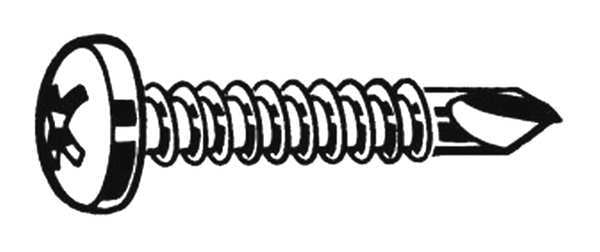 Self-Drilling Screw, #8 x 1 in, Zinc Plated Steel Pan Head Phillips Drive, 100 PK