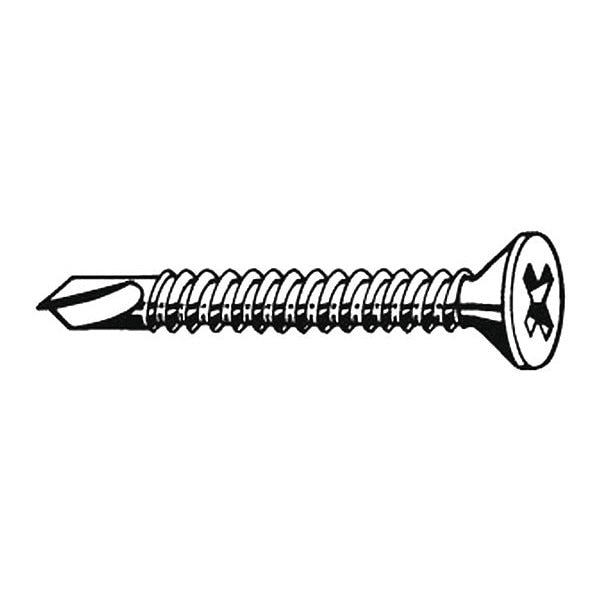 Self-Drilling Screw, #6 x 5/8 in, Plain 410 Stainless Steel Flat Head Phillips Drive, 100 PK