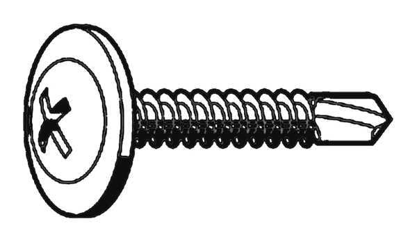 Self-Drilling Screw, #8 x 1 in, Zinc Plated Steel K-Lath Head Phillips Drive, 200 PK