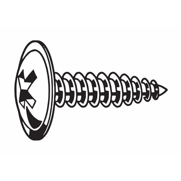 Sheet Metal Screw, #8 x 1/2 in, Zinc Plated Steel K-Lath Head Phillips Drive, 100 PK