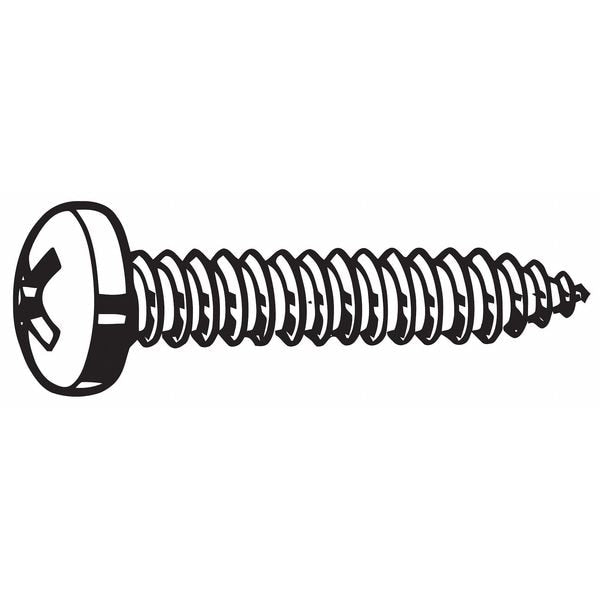 Sheet Metal Screw, #6 x 7/8 in, Zinc Plated Steel Pan Head Phillips Drive, 100 PK