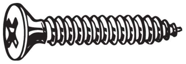 Sheet Metal Screw, #12 x 3 in, Plain 18-8 Stainless Steel Flat Head Phillips Drive, 100 PK