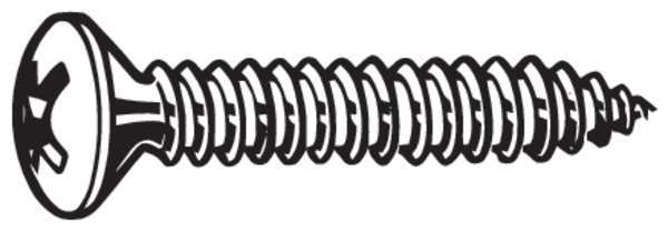Sheet Metal Screw, #4 x 1/4 in, Plain 18-8 Stainless Steel Oval Head Phillips Drive, 100 PK