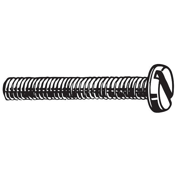 M6-1.00 x 25 mm Slotted Pan Machine Screw, Plain 18-8 Stainless Steel, 50 PK