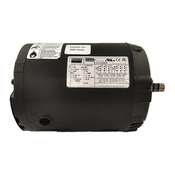 3-Phase General Purpose Motor, 1/3 HP, 56C Frame, 230/460V AC Voltage, 3,510 Nameplate RPM