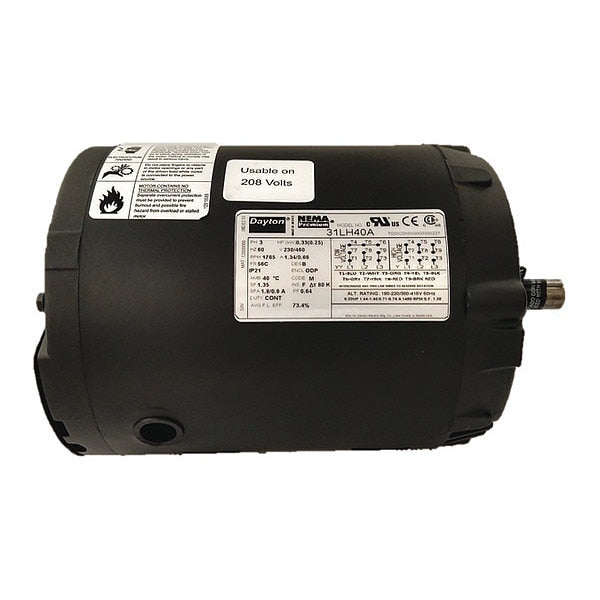 3-Phase General Purpose Motor, 1/3 HP, 56C Frame, 230/460V AC Voltage, 1,765 Nameplate RPM