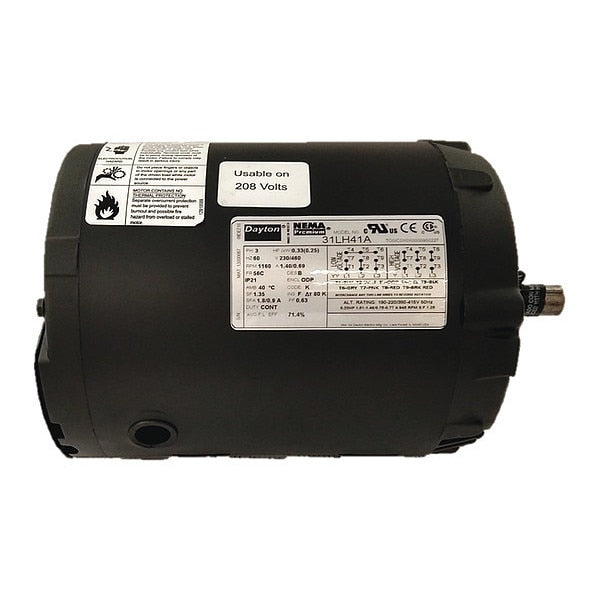 3-Phase General Purpose Motor, 1/3 HP, 56C Frame, 230/460V AC Voltage, 1,160 Nameplate RPM