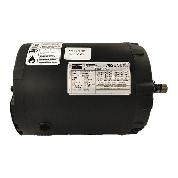 3-Phase General Purpose Motor, 3/4 HP, 56C Frame, 230/460V AC Voltage, 1,150 Nameplate RPM