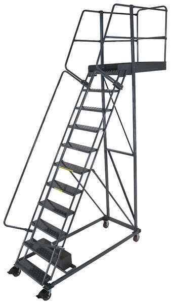 152 in H Steel Cantilever Rolling Ladder, 11 Steps
