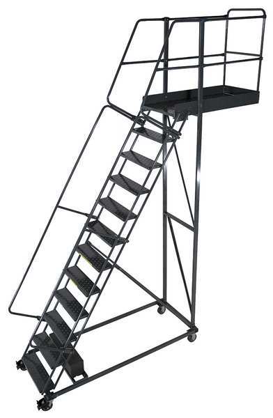 172 in H Steel Cantilever Rolling Ladder, 13 Steps