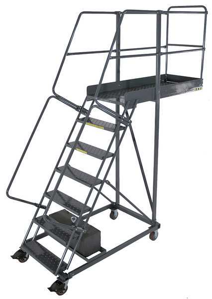 112 in H Steel Cantilever Rolling Ladder, 7 Steps