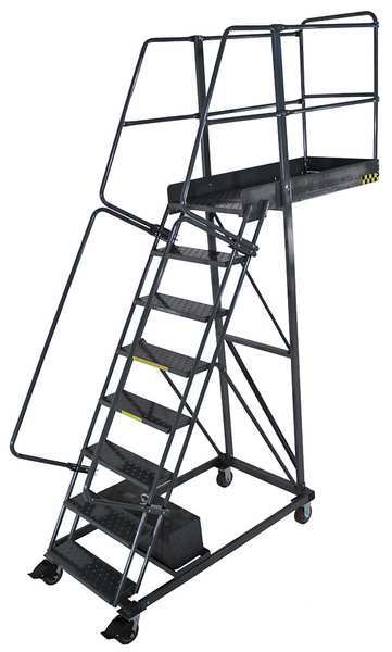 122 in H Steel Cantilever Rolling Ladder, 8 Steps