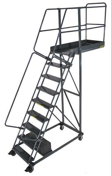 129 in H Steel Cantilever Rolling Ladder, 9 Steps