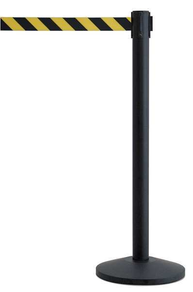 Barrier Post with Belt, Metal, 7-1/2 ft. L