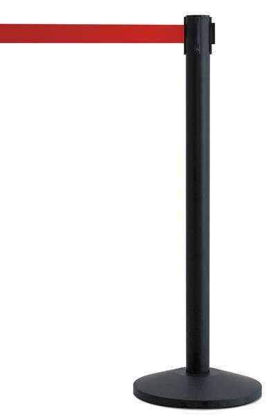 Barrier Post with Belt, Metal, 7-1/2 ft. L