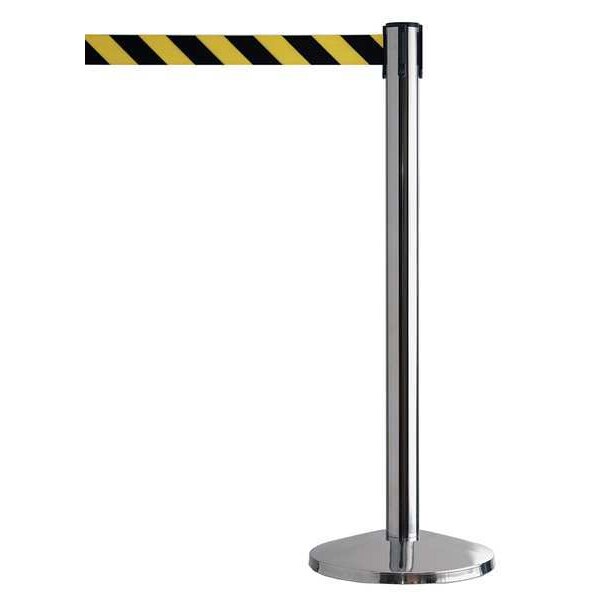 Barrier Post with Belt, Metal, 7-1/2 ft. L