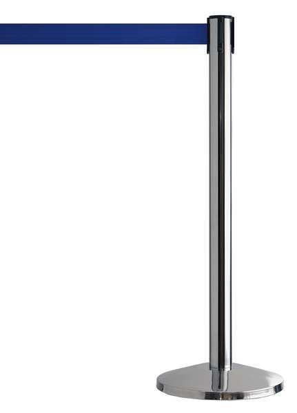 Barrier Post with Belt, Metal, 7-1/2 ft. L