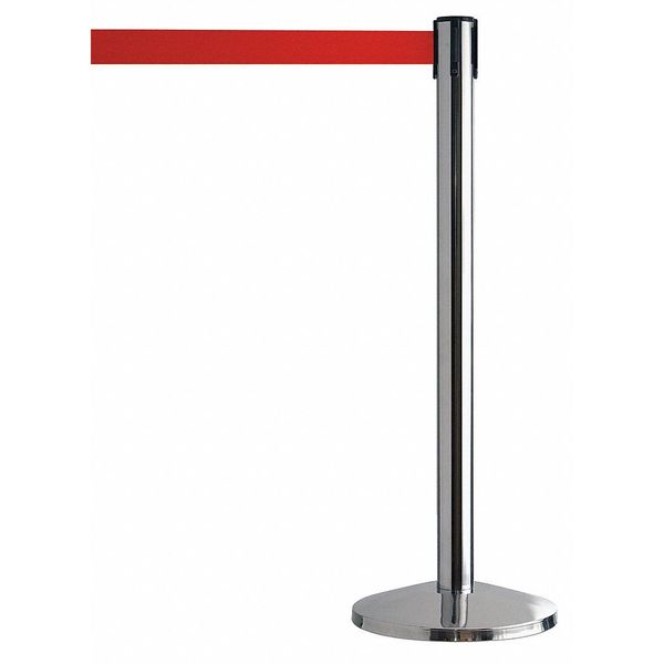 Barrier Post with Belt, Metal, 7-1/2 ft. L