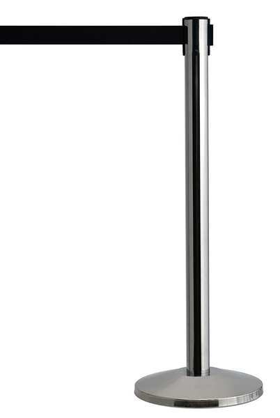 Barrier Post with Belt, Metal, 7-1/2 ft. L