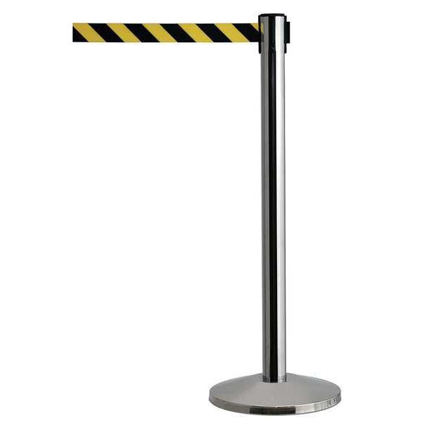 Barrier Post with Belt, Metal, 7-1/2 ft. L