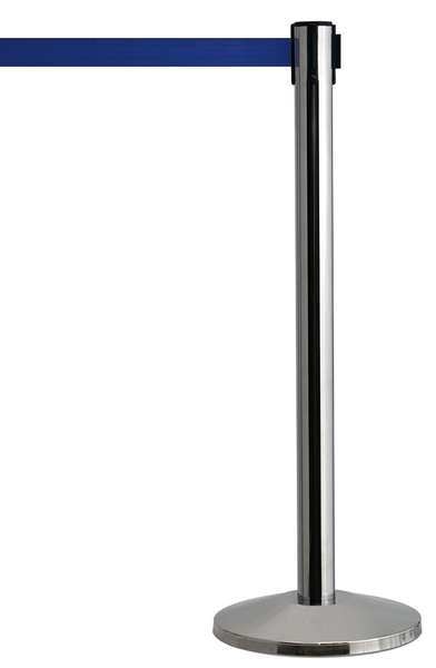 Barrier Post with Belt, Metal, 7-1/2 ft. L