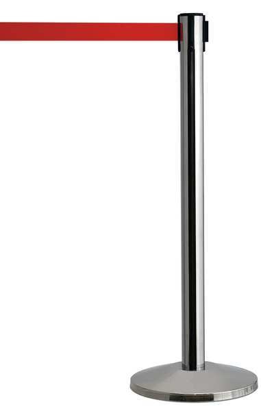 Barrier Post with Belt, Metal, 7-1/2 ft. L