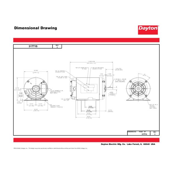 3-Phase General Purpose Motor, 1 HP, 56H Frame, 230/460V AC Voltage, 1,725 Nameplate RPM