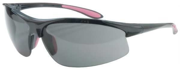 Safety Glasses, Wraparound Smoke Polycarbonate Lens, Scratch-Resistant