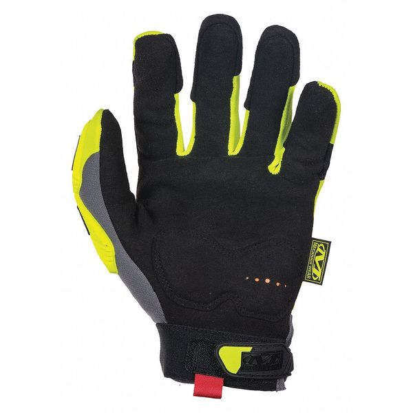 Hi-Vis Cut Resistant Impact Gloves, A5 Cut Level, Uncoated, XL, 1 PR
