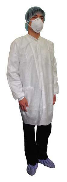 Disposable Lab Coat, Basic SMS, White, 2XL