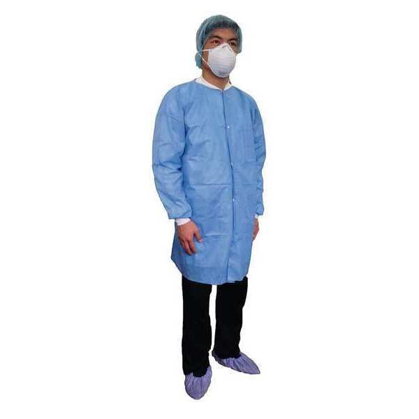 Disposable Lab Coat, Basic SMS, Blue, L