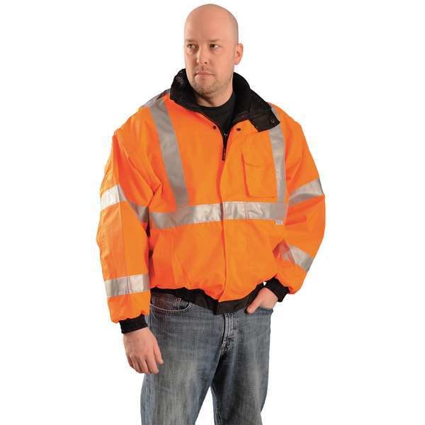 Unisex High-visibility Orange Polyester Hi-Vis Jacket size S