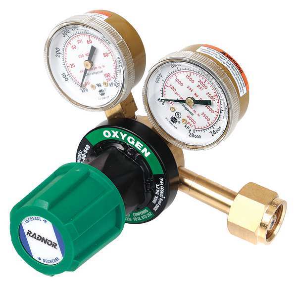 Gas Regulator, Single Stage, CGA-540, 4 to 80 psi, Use With: Oxygen