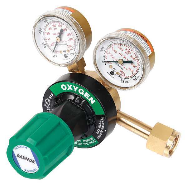 Gas Regulator, Single Stage, CGA-540, 5 to 125 psi, Use With: Oxygen