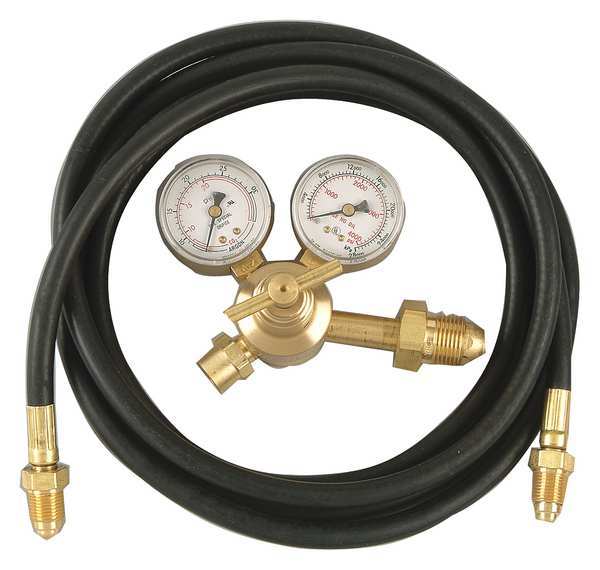 Flow Gauge Regulator, Single Stage, CGA-580, 0 to 50 psi, Use With: Argon, Carbon Dioxide
