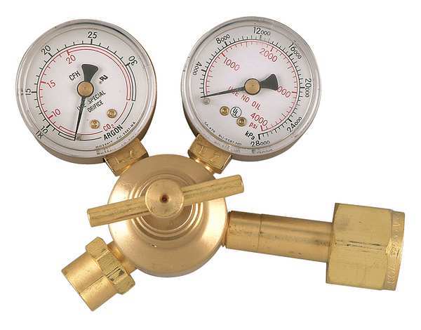 Flow Gauge Regulator, Single Stage, CGA-320, 0 to 38 scfh, Use With: Carbon Dioxide