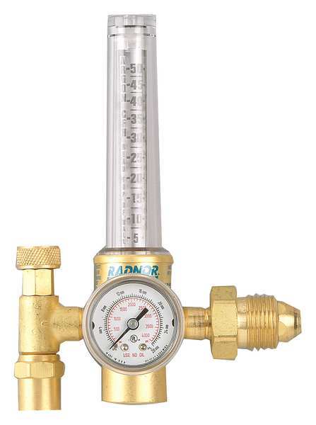Flowmeter Regulator, Single Stage, CGA-580, 0 to 50 psi, Use With: Argon, Carbon Dioxide