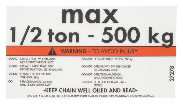 Capacity/Warning Label