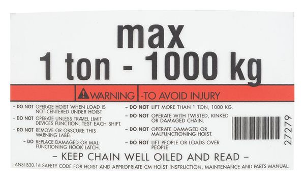 Capacity/Warning Label