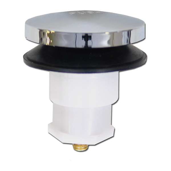 Tub Drain Stopper, 1-1/4 in Overall Dia, Fits Max Drain Size of 1-3/16 in, Toe Touch, Plastic