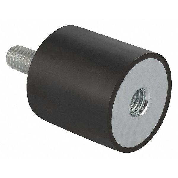 Rubber Buffer, Natural Rubber Shore 55A, 1750 N Max, M10, cylindrical, external and internal threads